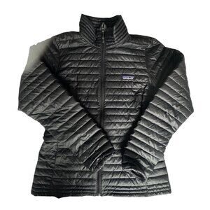 Patagonia Jacket Womens Medium Black Nano Puffer Duck Down Insulated Full Zip